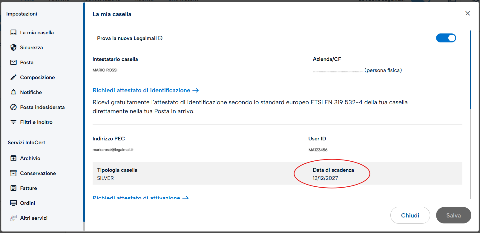 bemia様確認ページ Assistenza InfoCert